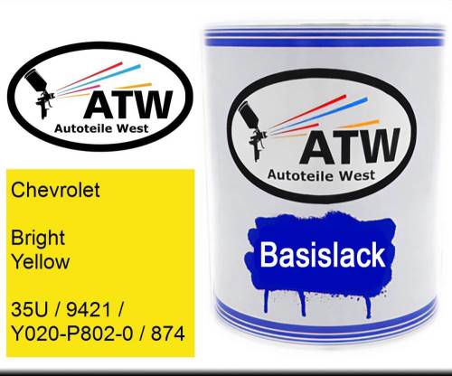 Chevrolet, Bright Yellow, 35U / 9421 / Y020-P802-0 / 874: 1L Lackdose, von ATW Autoteile West.